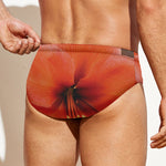 Orange Amaryllis Print Men's Swim Briefs