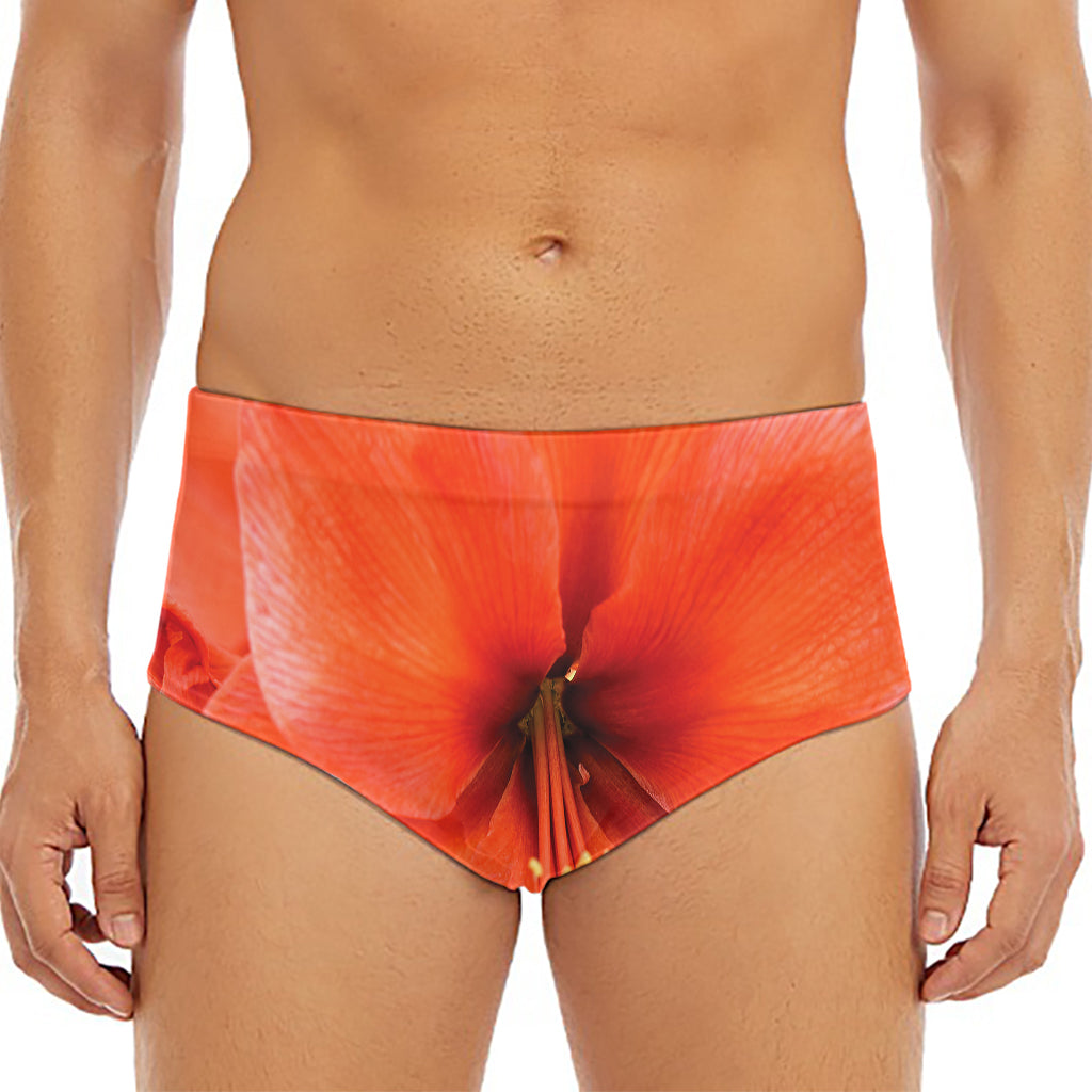 Orange Amaryllis Print Men's Triangle Swim Briefs