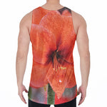 Orange Amaryllis Print Men's Velvet Tank Top