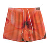 Orange Amaryllis Print Mesh Shorts