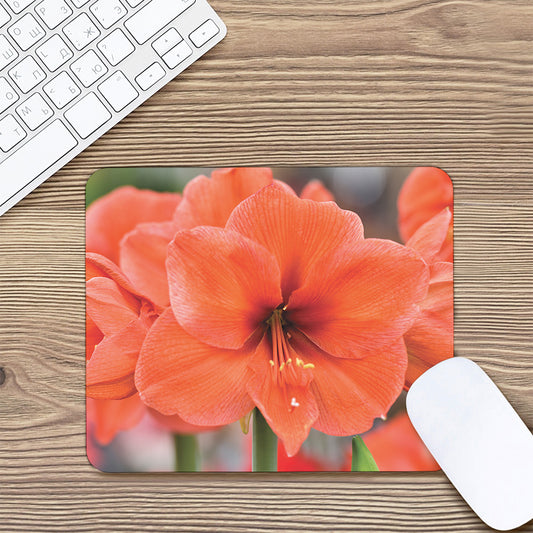 Orange Amaryllis Print Mouse Pad