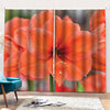 Orange Amaryllis Print Pencil Pleat Curtains