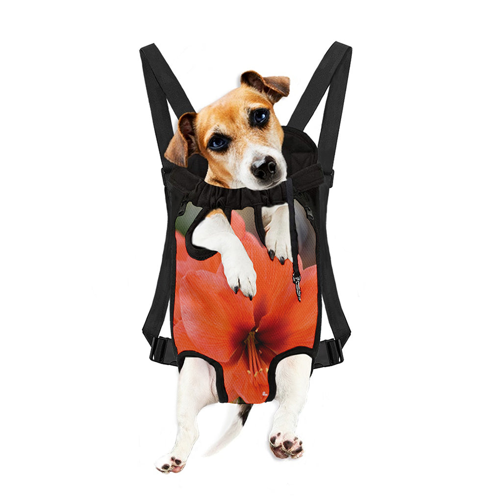 Orange Amaryllis Print Pet Carrier Backpack