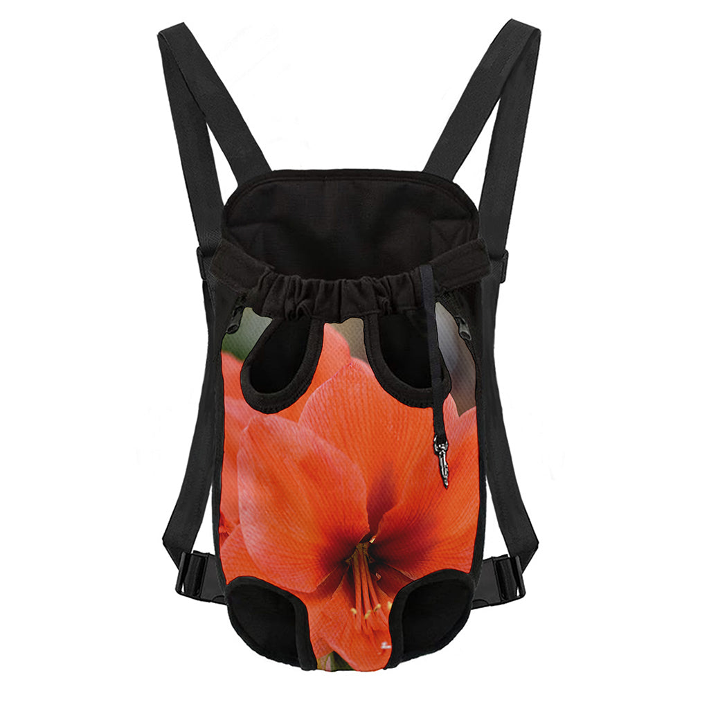 Orange Amaryllis Print Pet Carrier Backpack