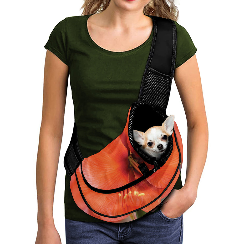 Orange Amaryllis Print Pet Sling Carrier