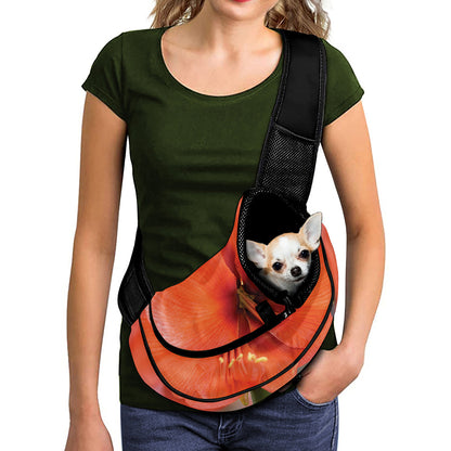 Orange Amaryllis Print Pet Sling Carrier