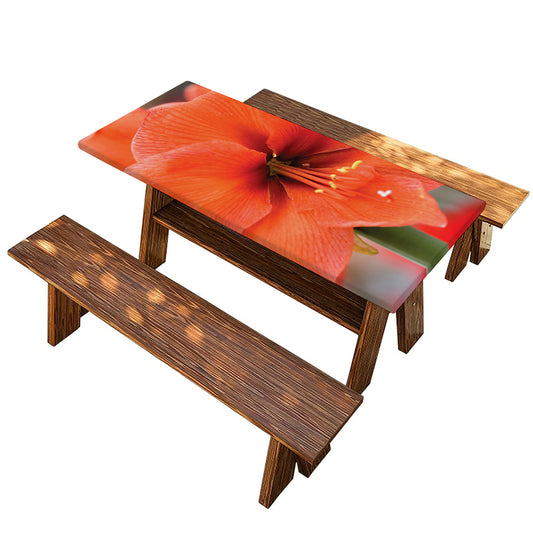 Orange Amaryllis Print Picnic Table Cover