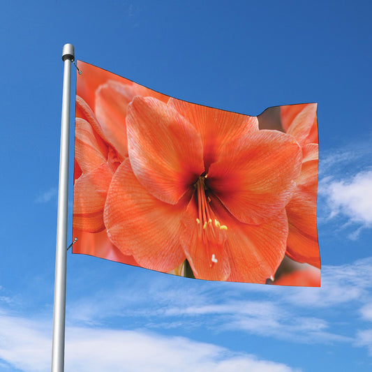 Orange Amaryllis Print Polyester Flag