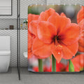 Orange Amaryllis Print Polyester Shower Curtain
