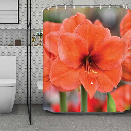 Orange Amaryllis Print Polyester Shower Curtain