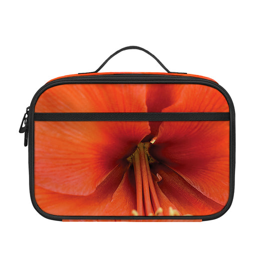 Orange Amaryllis Print Portable Lunch Bag