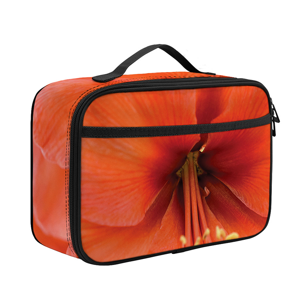 Orange Amaryllis Print Portable Lunch Bag