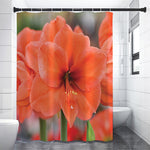 Orange Amaryllis Print Premium Shower Curtain