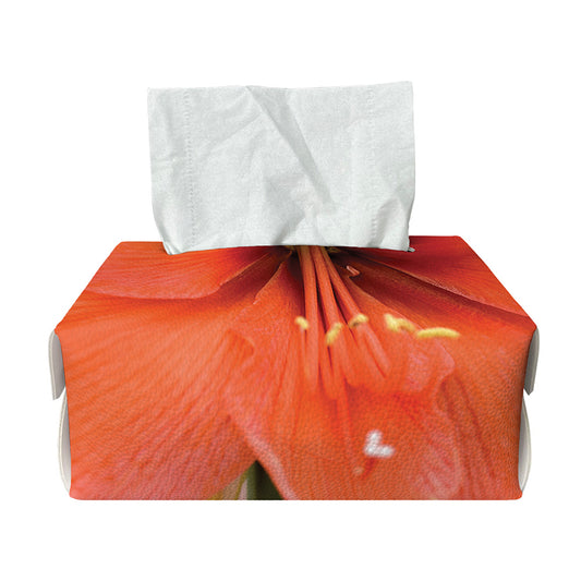 Orange Amaryllis Print Rectangle Tissue Box Cover