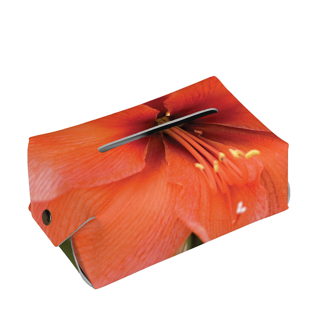 Orange Amaryllis Print Rectangle Tissue Box Cover