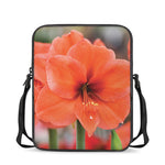 Orange Amaryllis Print Rectangular Crossbody Bag