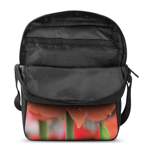 Orange Amaryllis Print Rectangular Crossbody Bag