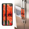 Orange Amaryllis Print Refrigerator Handle Covers
