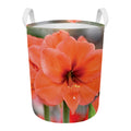 Orange Amaryllis Print Round Laundry Basket
