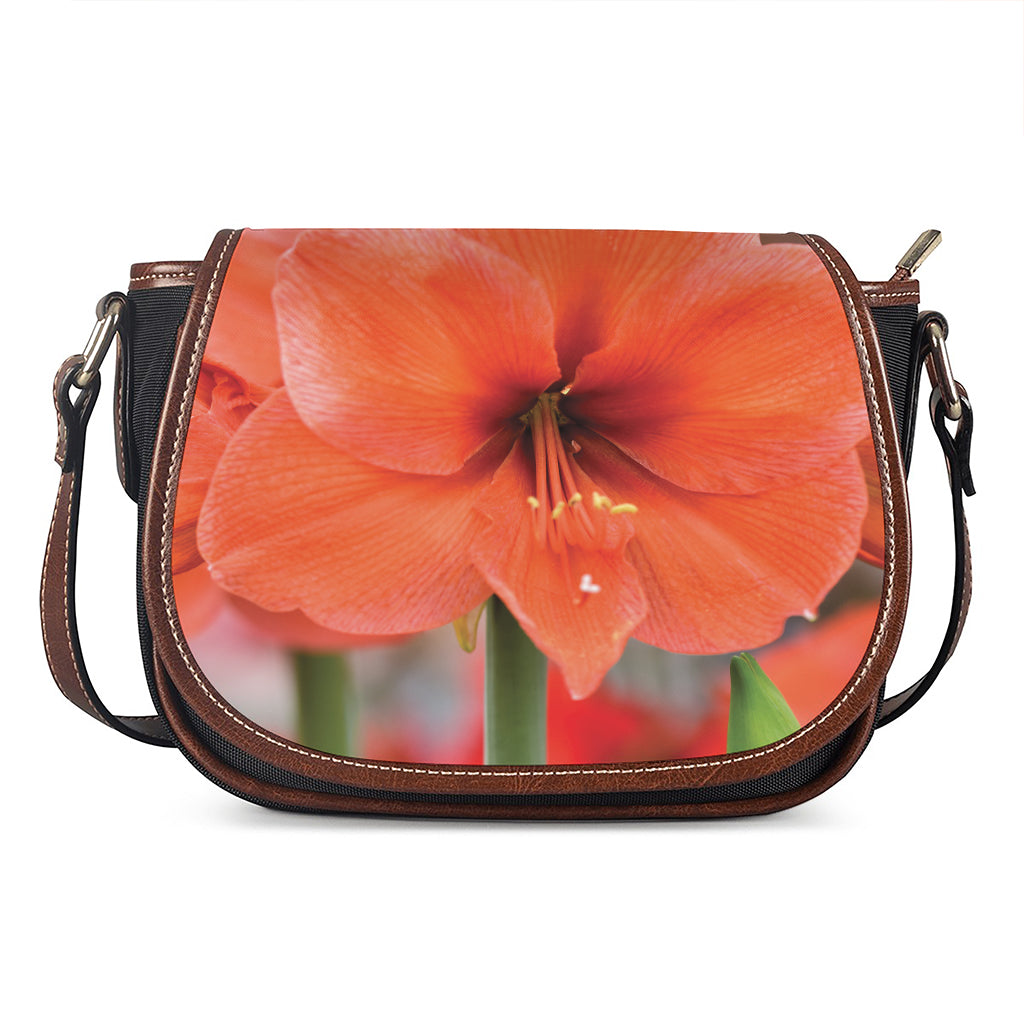 Orange Amaryllis Print Saddle Bag