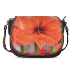 Orange Amaryllis Print Saddle Bag