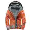 Orange Amaryllis Print Sherpa Lined Zip Up Hoodie