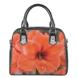 Orange Amaryllis Print Shoulder Handbag