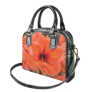 Orange Amaryllis Print Shoulder Handbag