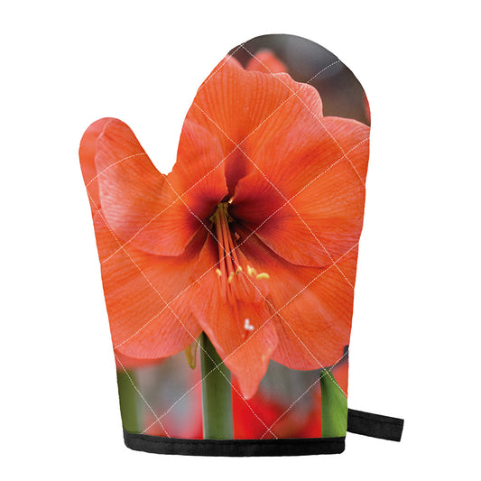 Orange Amaryllis Print Single Oven Mitt