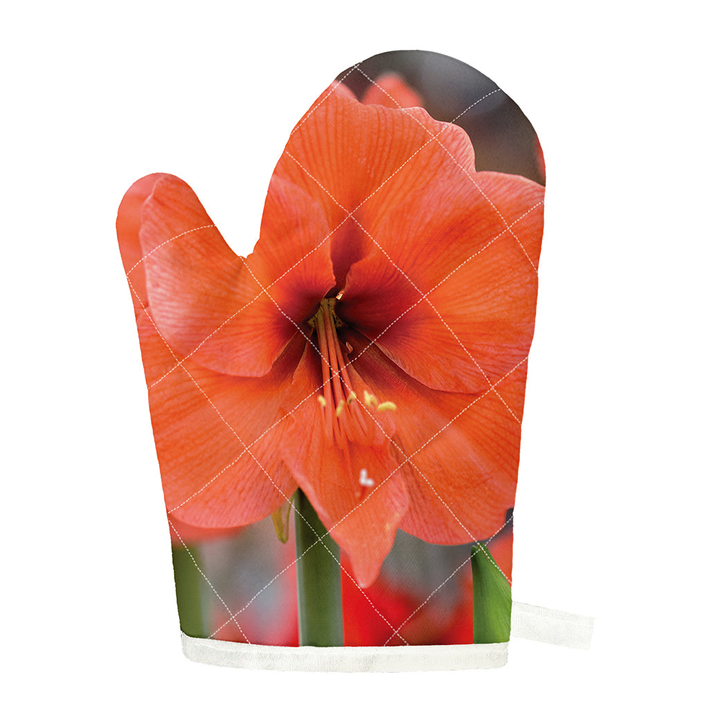 Orange Amaryllis Print Single Oven Mitt