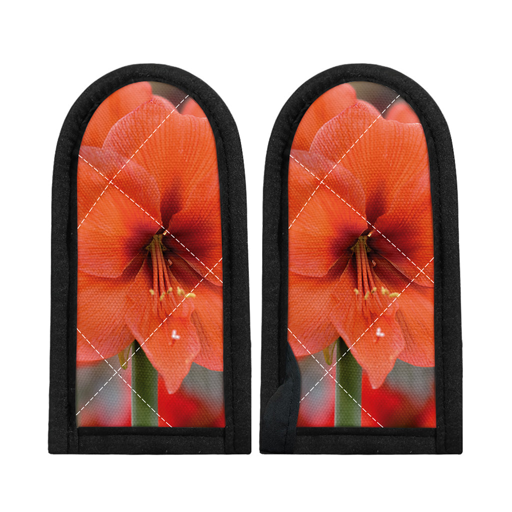 Orange Amaryllis Print Skillet Handle Cover