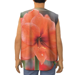 Orange Amaryllis Print Sleeveless Baseball Jersey