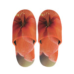 Orange Amaryllis Print Slippers