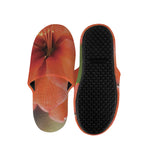 Orange Amaryllis Print Slippers