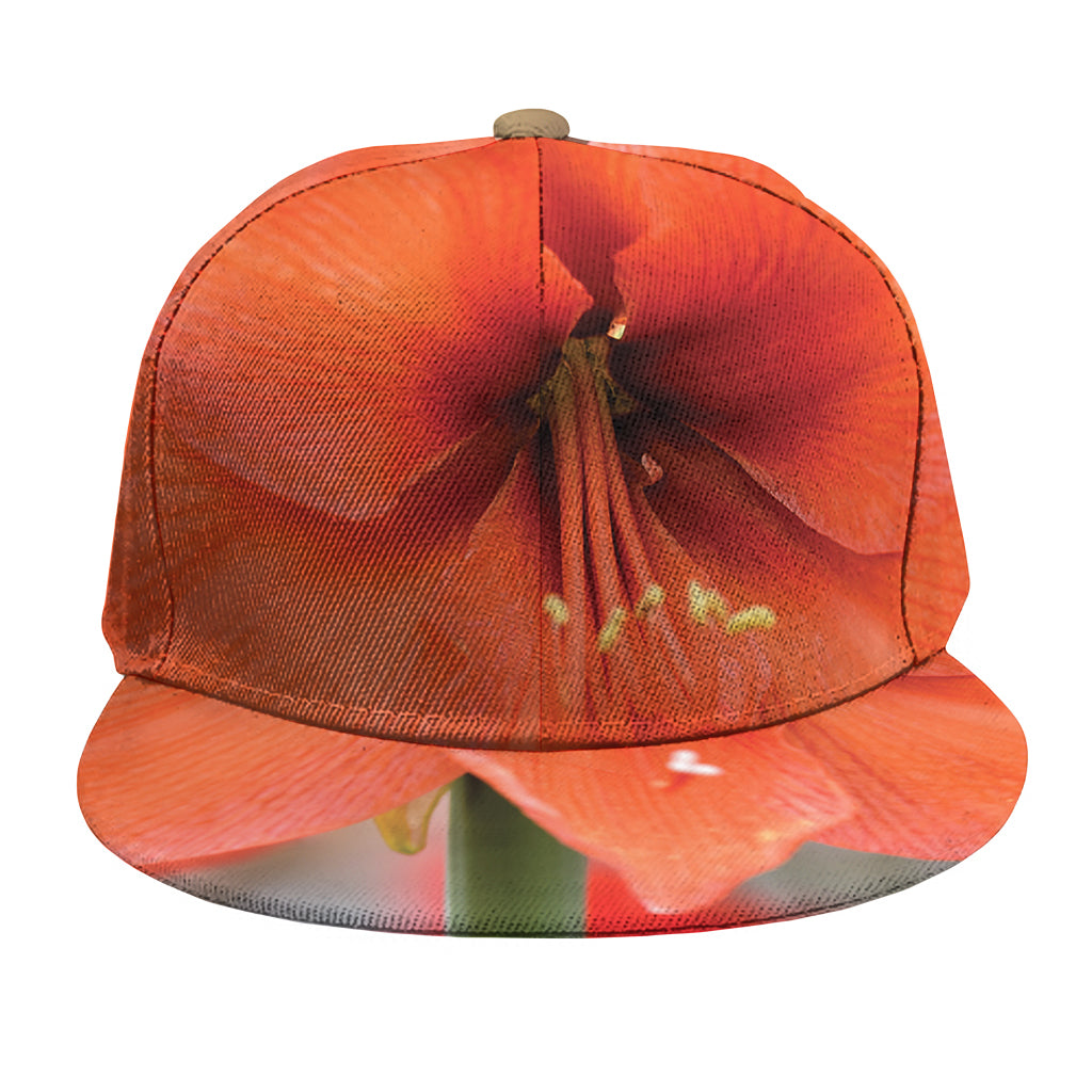 Orange Amaryllis Print Snapback Cap