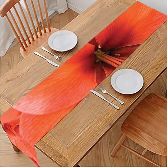 Orange Amaryllis Print Table Runner