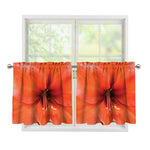 Orange Amaryllis Print Tier Curtains