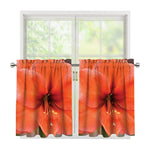 Orange Amaryllis Print Tier Curtains