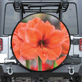 Orange Amaryllis Print Tire Cover