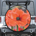 Orange Amaryllis Print Tire Cover With Camera Hole