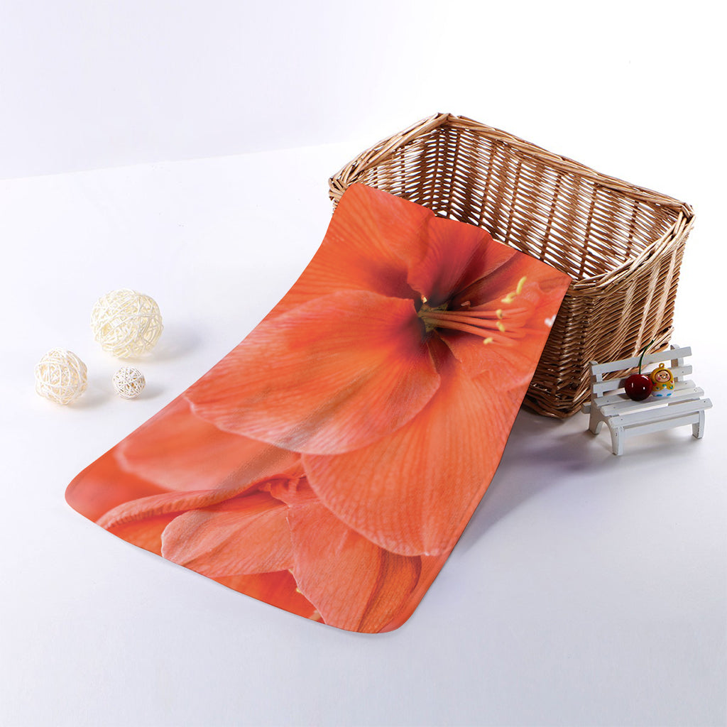 Orange Amaryllis Print Towel