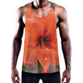 Orange Amaryllis Print Men's Workout Tank Top