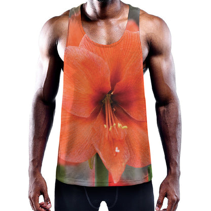 Orange Amaryllis Print Training Tank Top