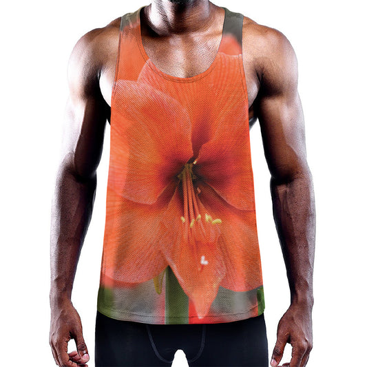 Orange Amaryllis Print Training Tank Top