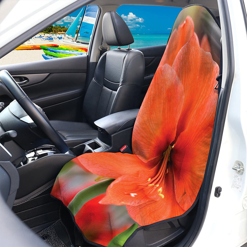 Orange Amaryllis Print Waterproof Car Seat Cover