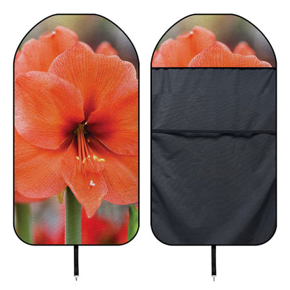 Orange Amaryllis Print Waterproof Car Seat Cover