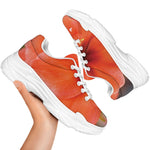 Orange Amaryllis Print White Chunky Shoes