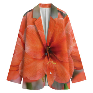 Orange Amaryllis Print Women's Blazer