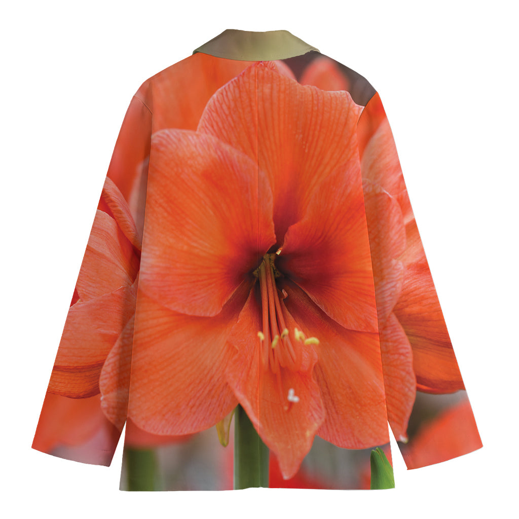 Orange Amaryllis Print Women's Blazer