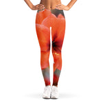 Orange Amaryllis Print Women's Leggings